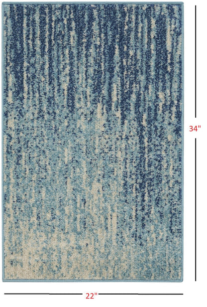 2’ X 3’ Navy And Light Blue Abstract Scatter Rug