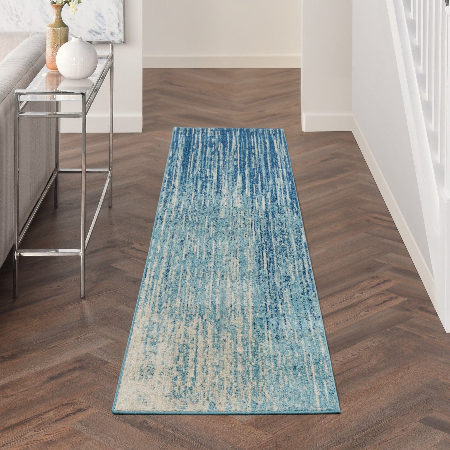 2’ X 3’ Navy And Light Blue Abstract Scatter Rug