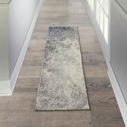 2’ X 6’ Charcoal And Ivory Abstract Runner Rug