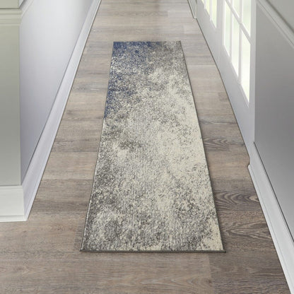 2’ X 6’ Charcoal And Ivory Abstract Runner Rug