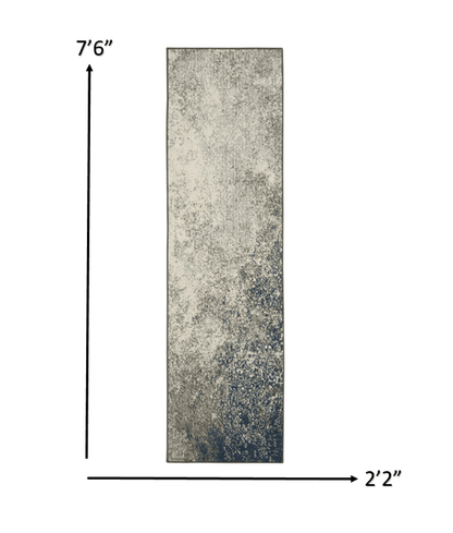 2’ X 6’ Charcoal And Ivory Abstract Runner Rug