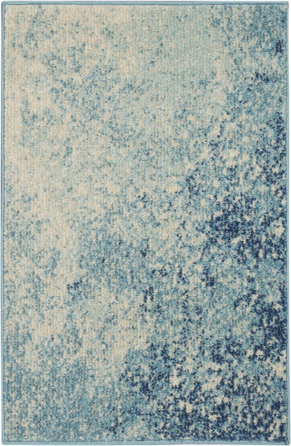 2’ X 3’ Light Blue And Ivory Abstract Sky Scatter Rug