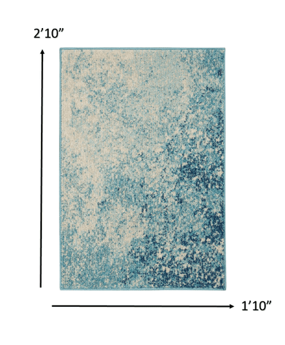 2’ X 3’ Light Blue And Ivory Abstract Sky Scatter Rug