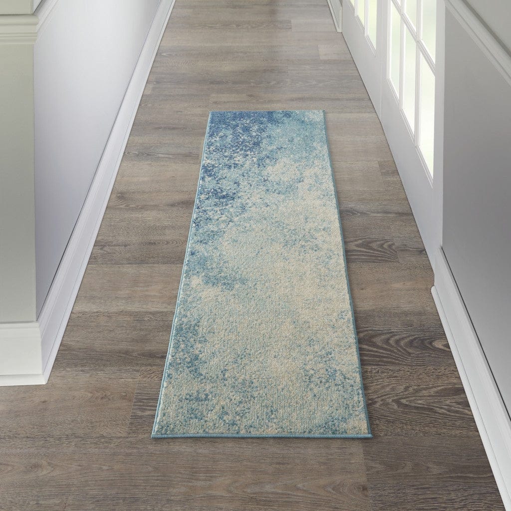 2’ X 3’ Light Blue And Ivory Abstract Sky Scatter Rug