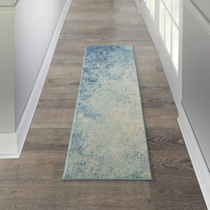 2’ X 3’ Light Blue And Ivory Abstract Sky Scatter Rug
