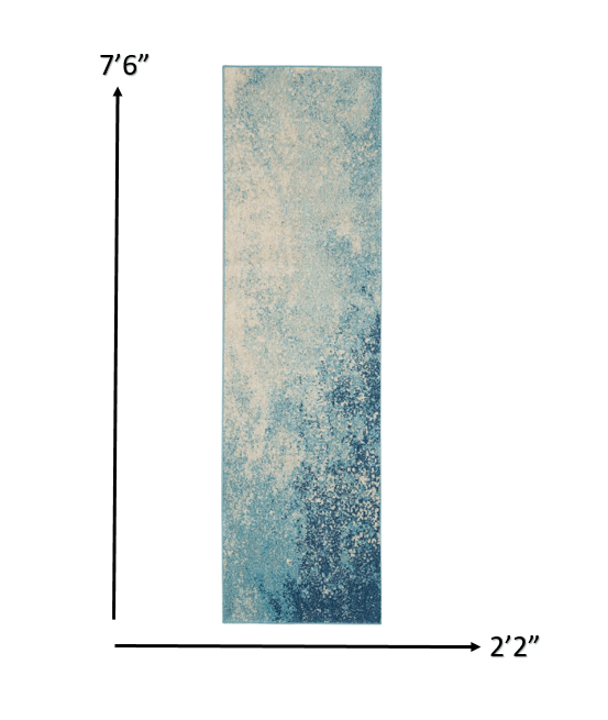 2’ X 3’ Light Blue And Ivory Abstract Sky Scatter Rug