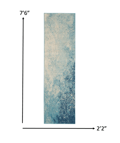 2’ X 3’ Light Blue And Ivory Abstract Sky Scatter Rug