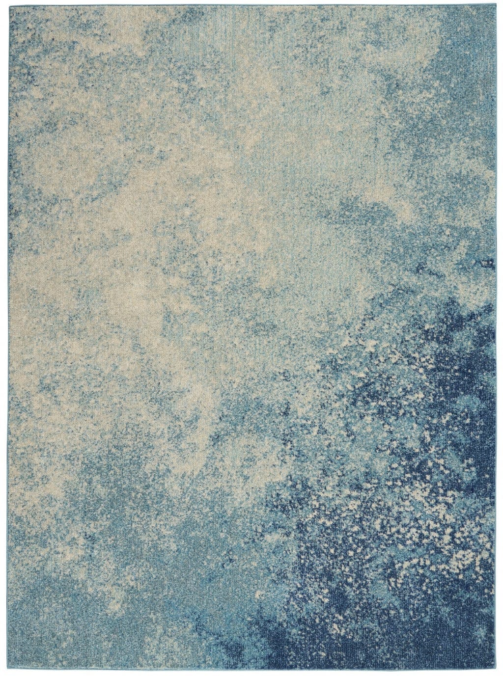2’ X 3’ Light Blue And Ivory Abstract Sky Scatter Rug