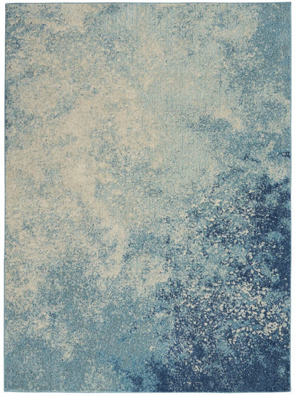 2’ X 3’ Light Blue And Ivory Abstract Sky Scatter Rug