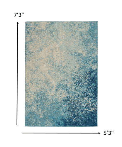 2’ X 3’ Light Blue And Ivory Abstract Sky Scatter Rug