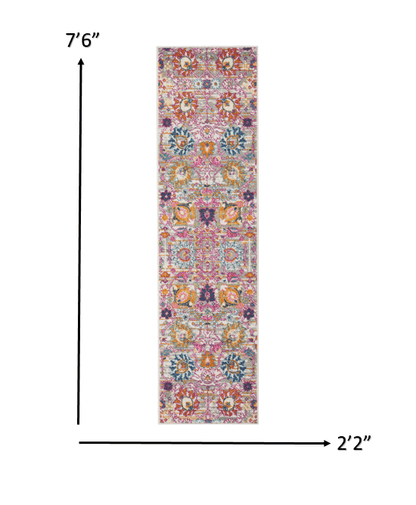 2’ X 3’ Gray And Pink Distressed Scatter Rug