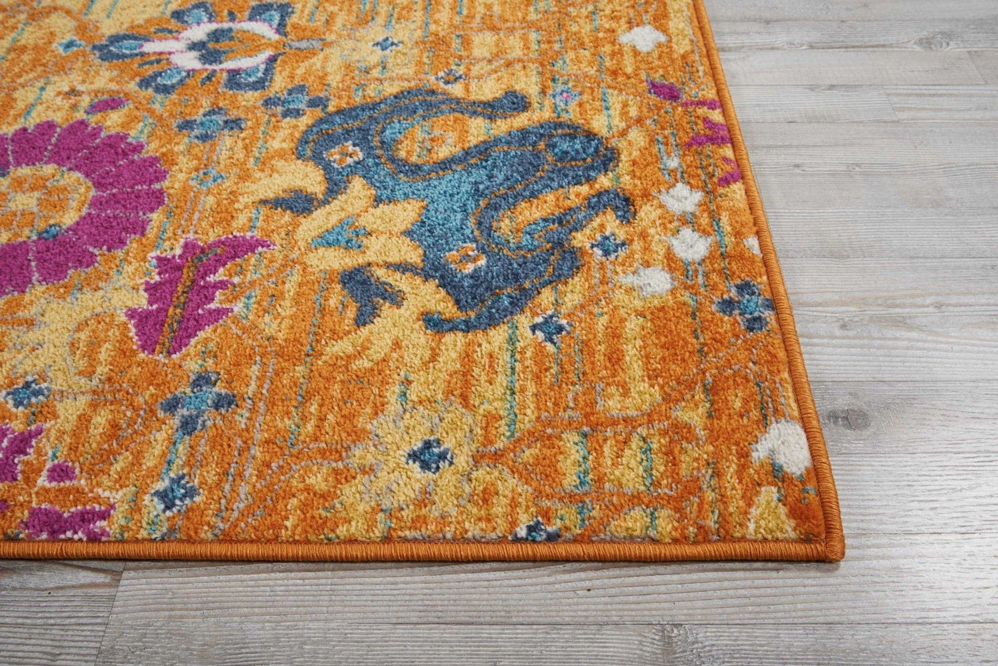 2’ X 3’ Sun Gold And Navy Distressed Scatter Rug