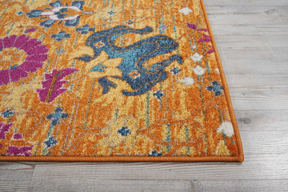 2’ X 3’ Sun Gold And Navy Distressed Scatter Rug