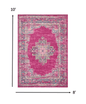 2’ X 10’ Fuchsia And Blue Distressed Runner Rug
