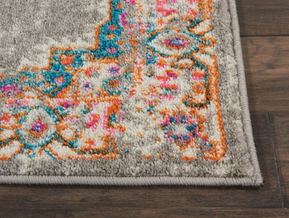 2’ X 10’ Gray And Gold Medallion Runner Rug