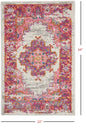 2’ X 6' Ivory And Fuchsia Distressed Runner Rug