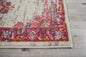 2’ X 6' Ivory And Fuchsia Distressed Runner Rug