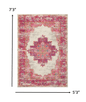 2’ X 6' Ivory And Fuchsia Distressed Runner Rug