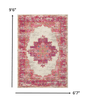 2’ X 6' Ivory And Fuchsia Distressed Runner Rug