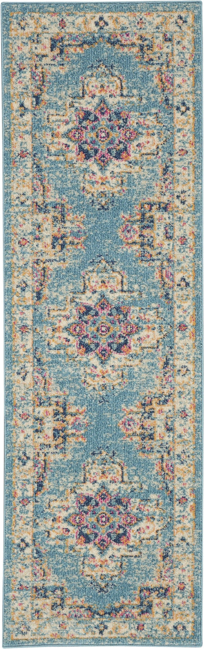 2’X3’ Light Blue Distressed Medallion Scatter Rug