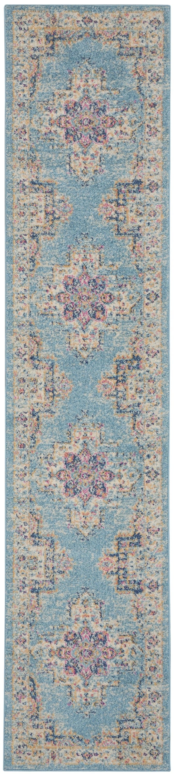 2’X3’ Light Blue Distressed Medallion Scatter Rug