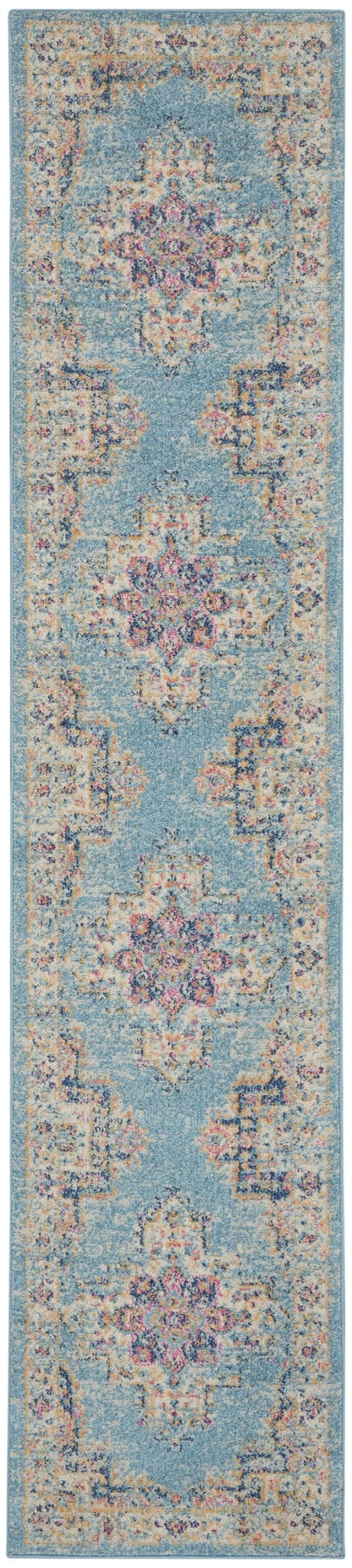 2’X3’ Light Blue Distressed Medallion Scatter Rug