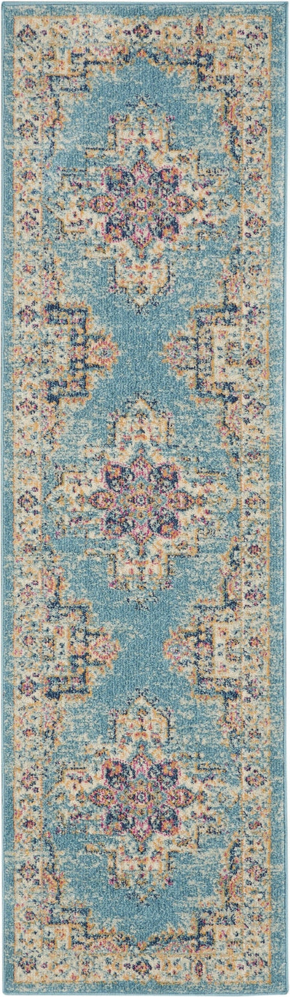 2’X3’ Light Blue Distressed Medallion Scatter Rug
