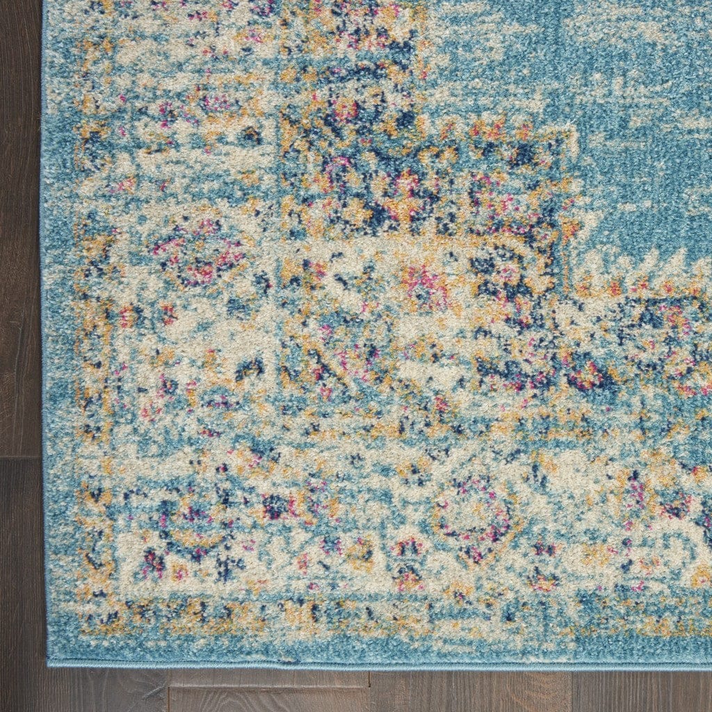 4’X6’ Light Blue Distressed Medallion Area Rug