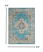 4’X6’ Light Blue Distressed Medallion Area Rug