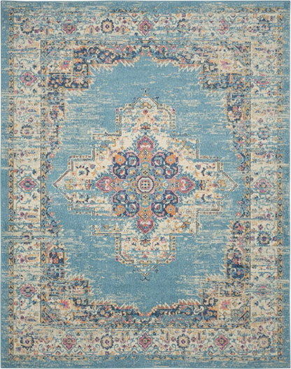 2’X3’ Light Blue Distressed Medallion Scatter Rug