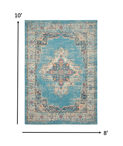 2’X3’ Light Blue Distressed Medallion Scatter Rug