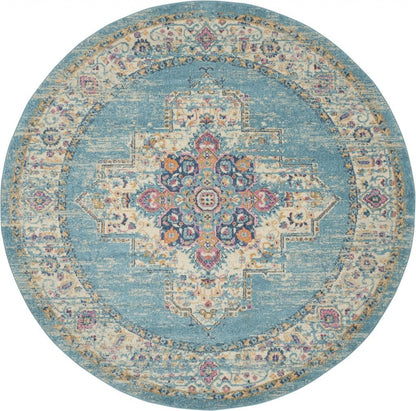2’X3’ Light Blue Distressed Medallion Scatter Rug