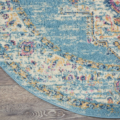 2’X3’ Light Blue Distressed Medallion Scatter Rug