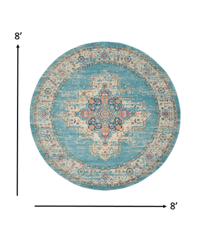 2’X3’ Light Blue Distressed Medallion Scatter Rug
