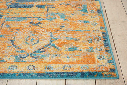 4’ X 6’ Gold And Blue Antique Area Rug