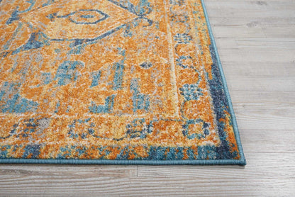 4’ X 6’ Gold And Blue Antique Area Rug