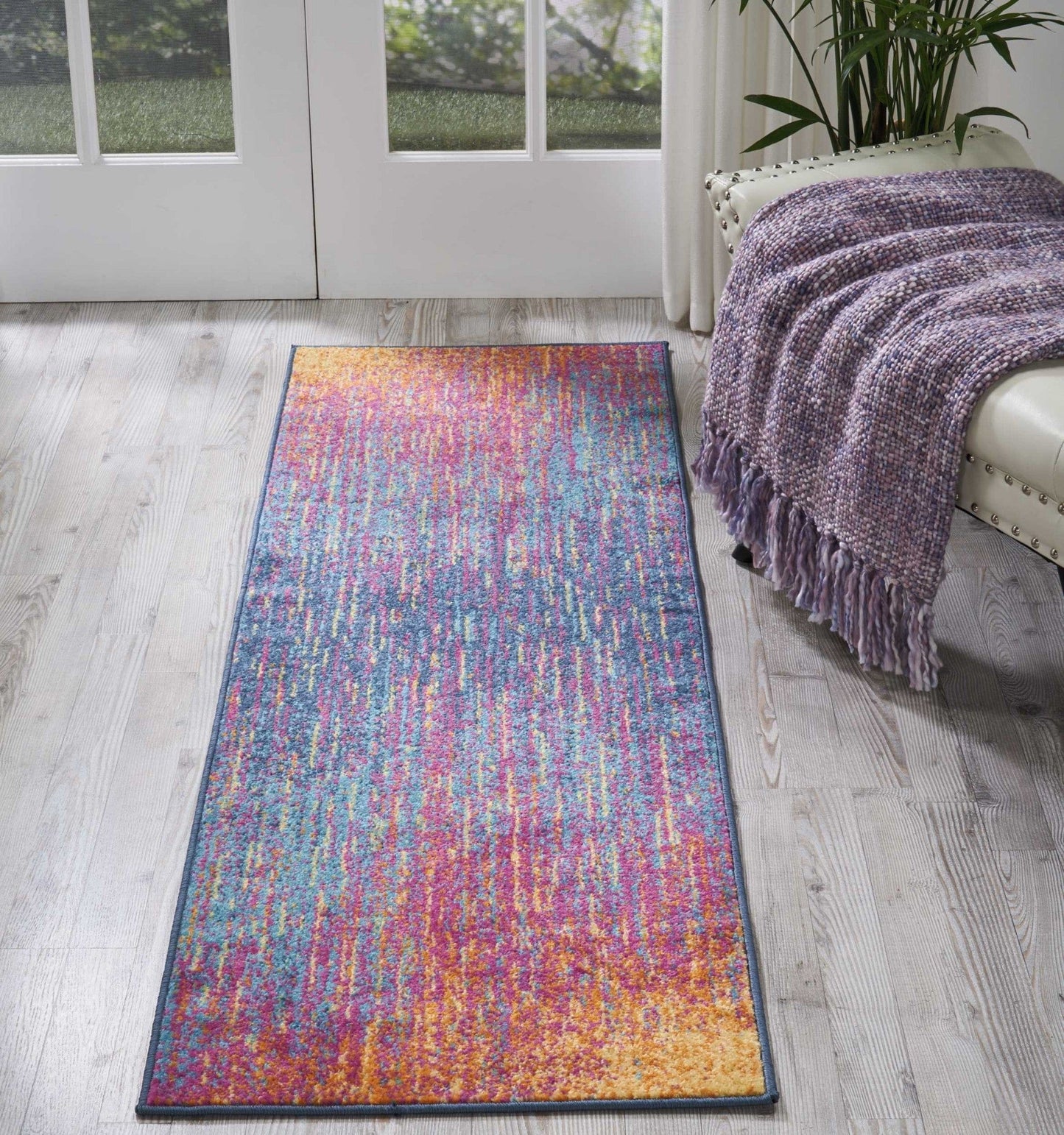 5’ X 7’ Rainbow Abstract Striations Area Rug