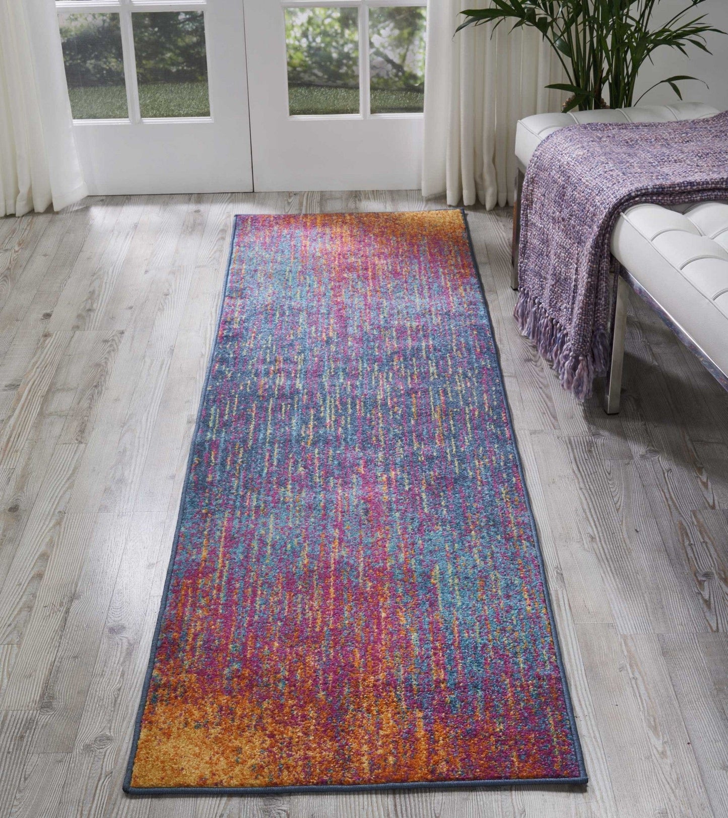 5’ X 7’ Rainbow Abstract Striations Area Rug