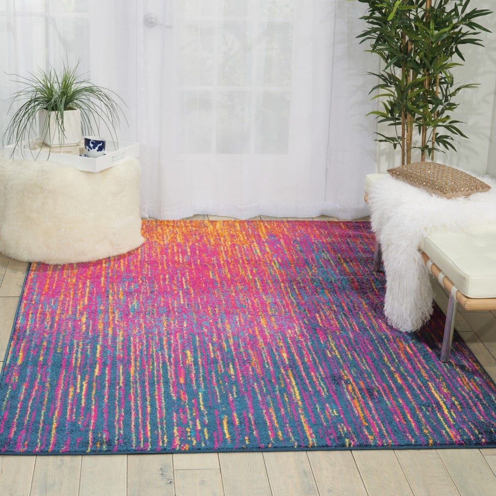 5’ X 7’ Rainbow Abstract Striations Area Rug