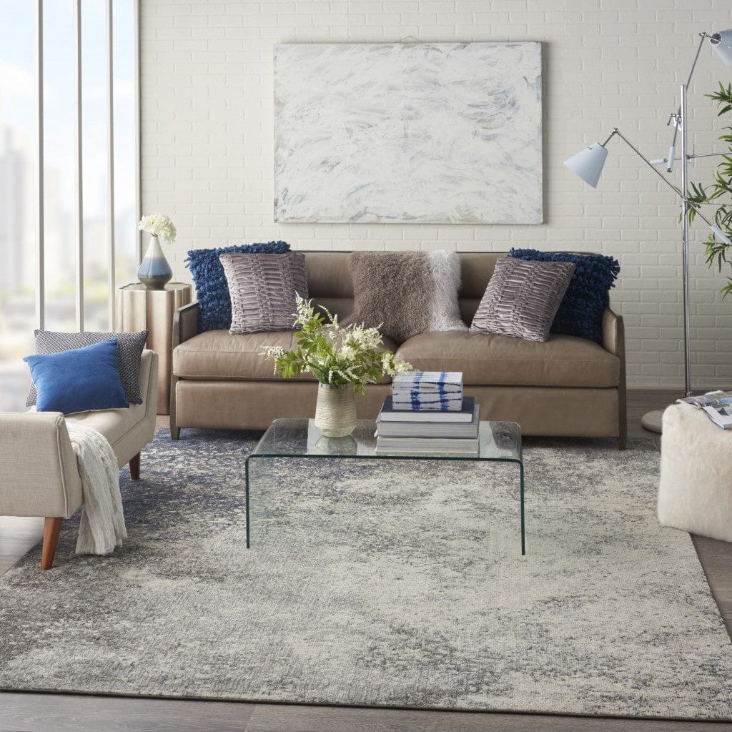 4’ X 6’ Charcoal And Ivory Abstract Area Rug