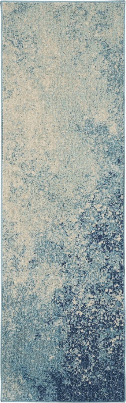 2’ X 3’ Light Blue And Ivory Abstract Sky Scatter Rug