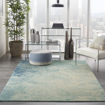 2’ X 3’ Light Blue And Ivory Abstract Sky Scatter Rug