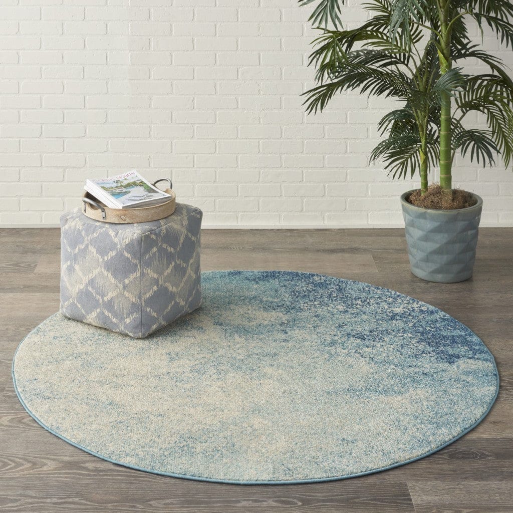 2’ X 3’ Light Blue And Ivory Abstract Sky Scatter Rug