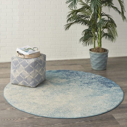 2’ X 3’ Light Blue And Ivory Abstract Sky Scatter Rug