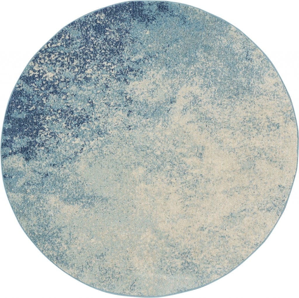 2’ X 3’ Light Blue And Ivory Abstract Sky Scatter Rug