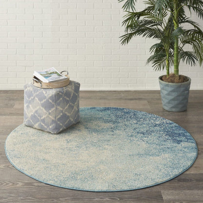 2’ X 3’ Light Blue And Ivory Abstract Sky Scatter Rug