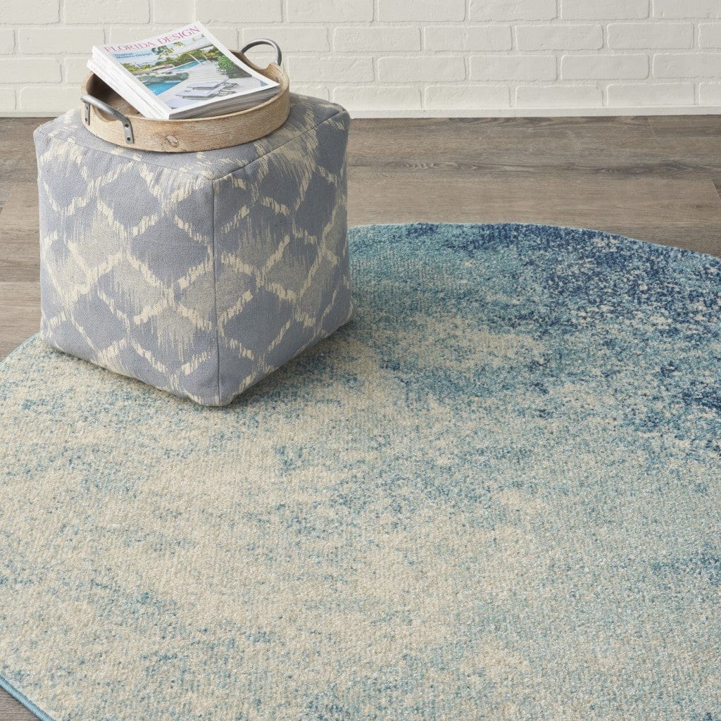 2’ X 3’ Light Blue And Ivory Abstract Sky Scatter Rug