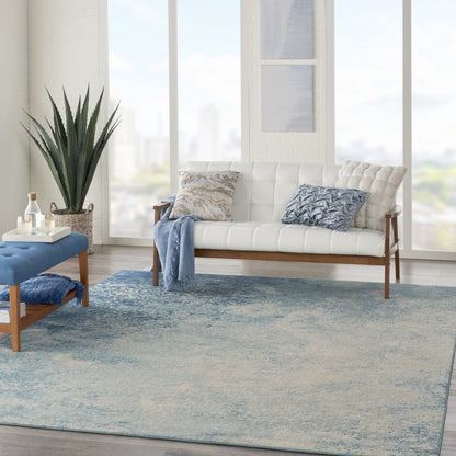 2’ X 3’ Light Blue And Ivory Abstract Sky Scatter Rug