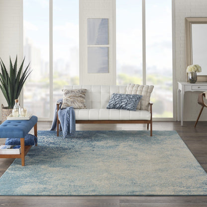 2’ X 3’ Light Blue And Ivory Abstract Sky Scatter Rug