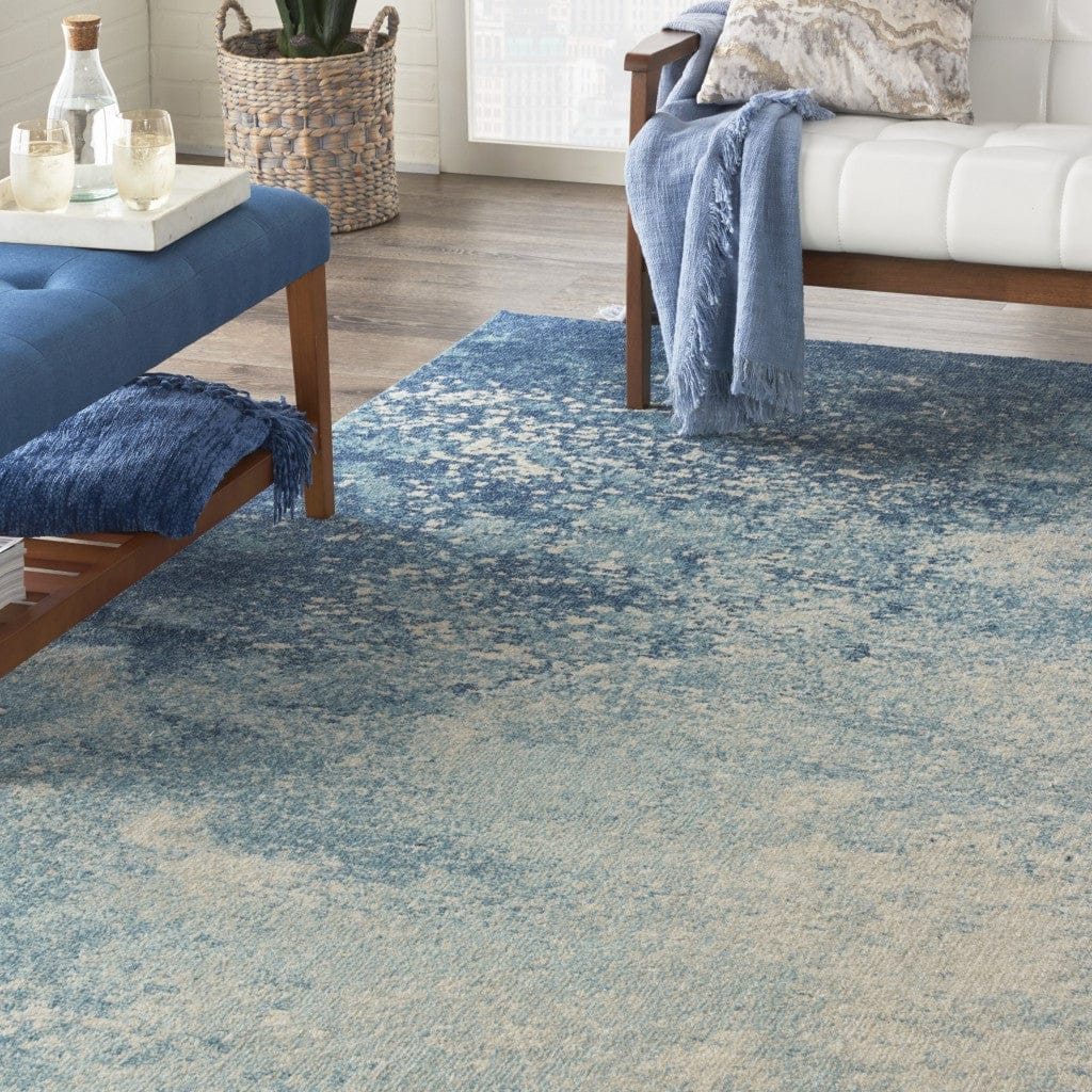 2’ X 3’ Light Blue And Ivory Abstract Sky Scatter Rug